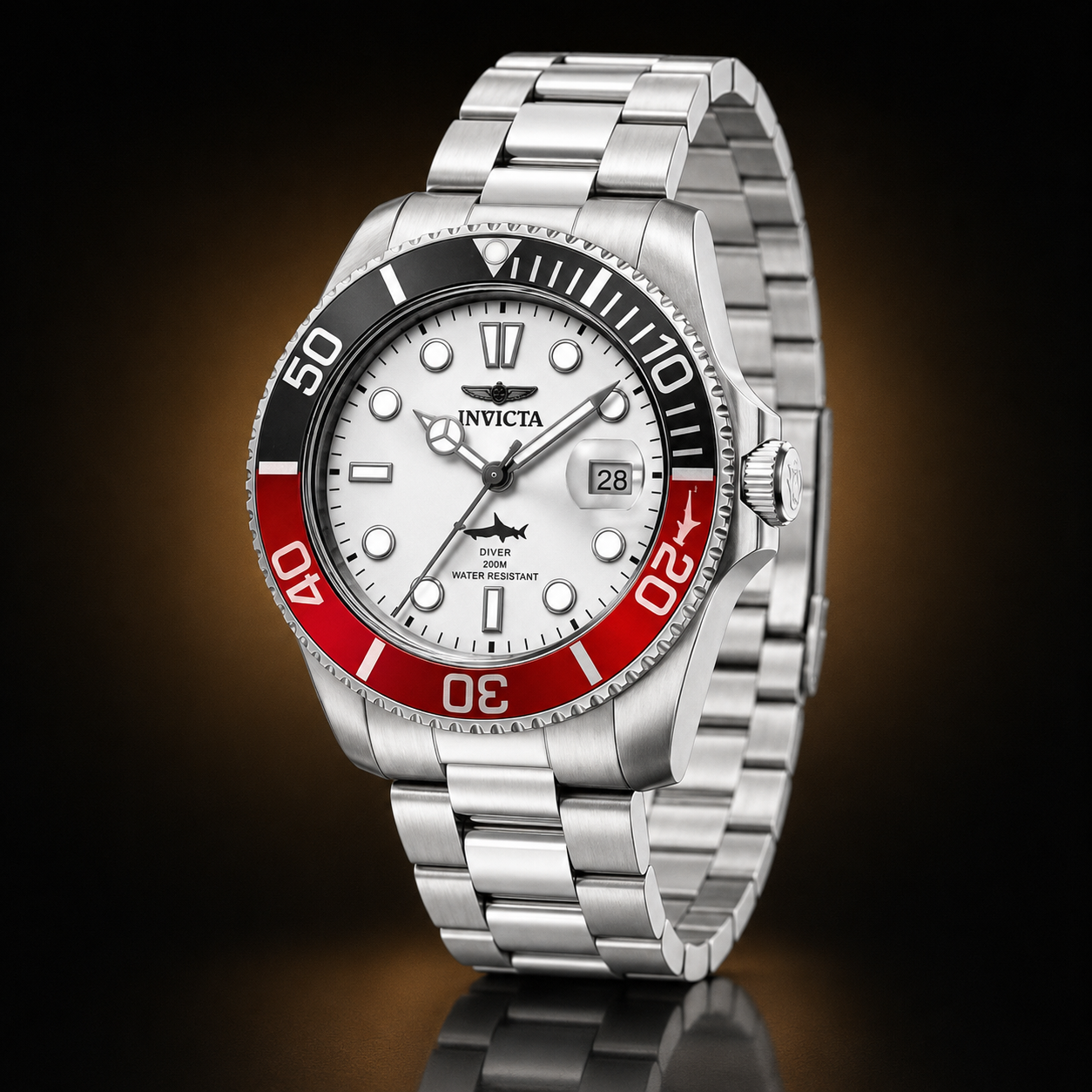 INVICTA PRO DIVER - 42MM (Esfera Plata/Bisel Negro - Rojo)